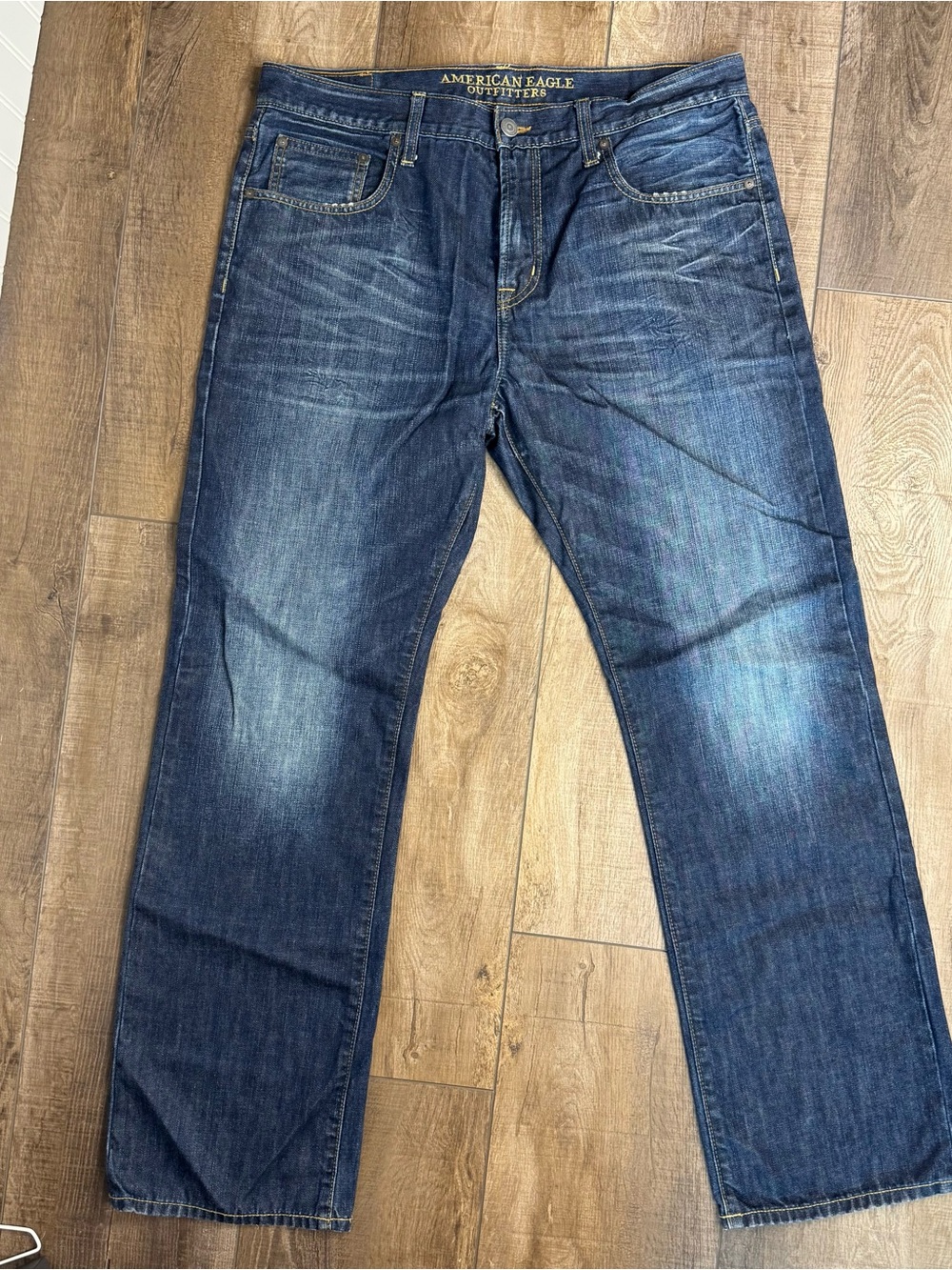 American Eagle Outfitters Men’s 36x34 Bootcut Med Dark Wash 100% Cotton Jeans